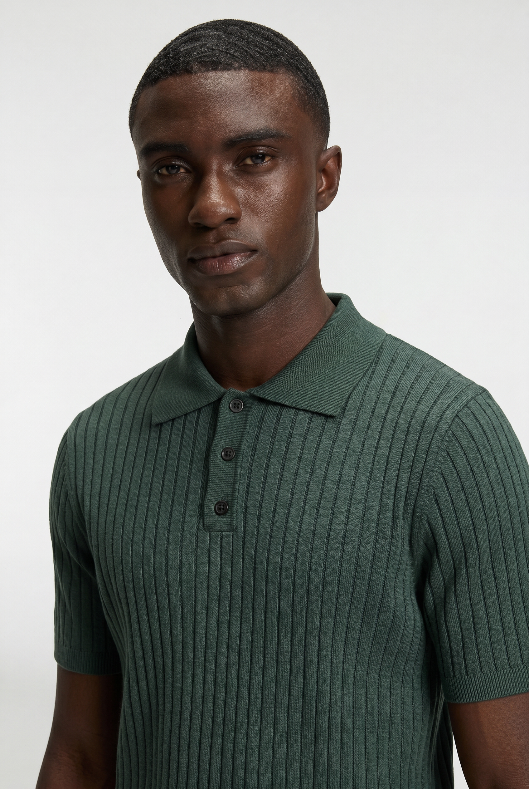 Men’s Ribbed Knit Polo Shirt