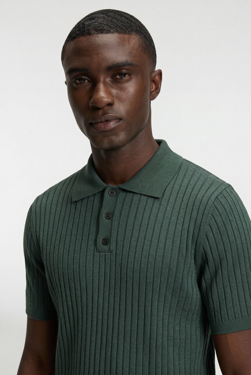 Men’s Ribbed Knit Polo Shirt
