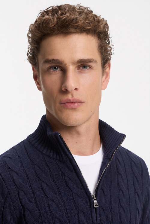 Men's Cable Knit Half-Zip Jumper
