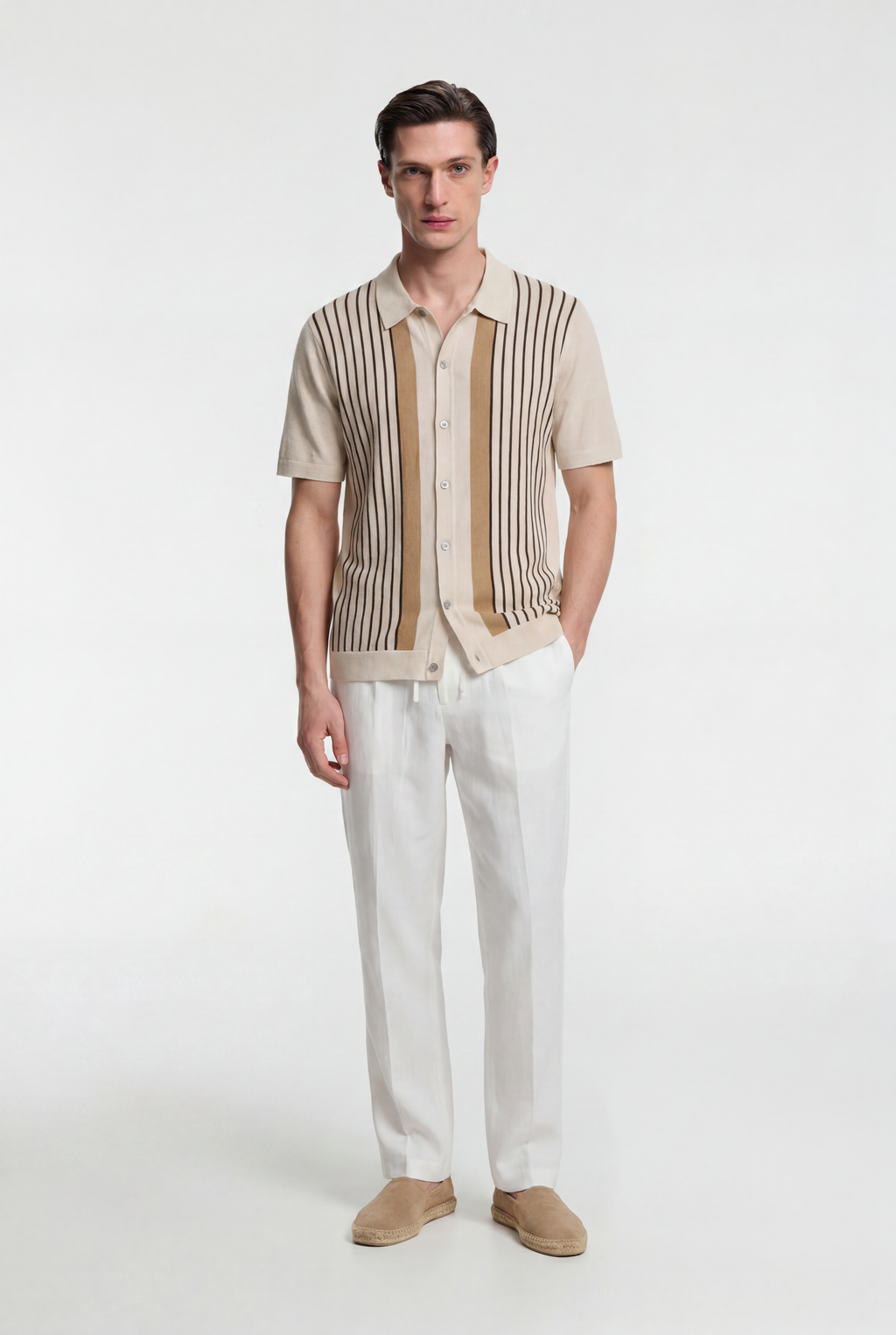 Men's Pinstripe Knit Polo Shirt