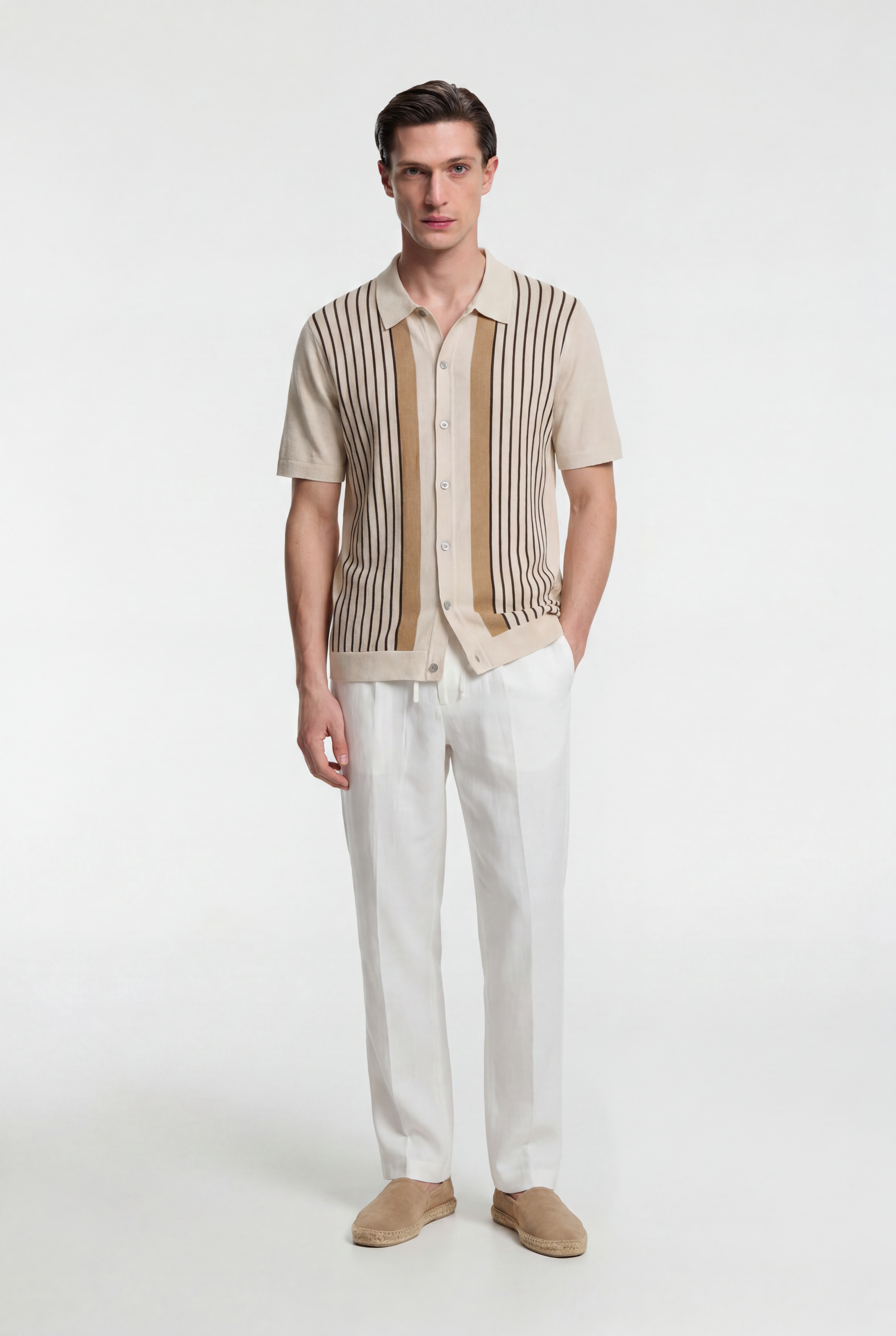 Men's Pinstripe Knit Polo Shirt