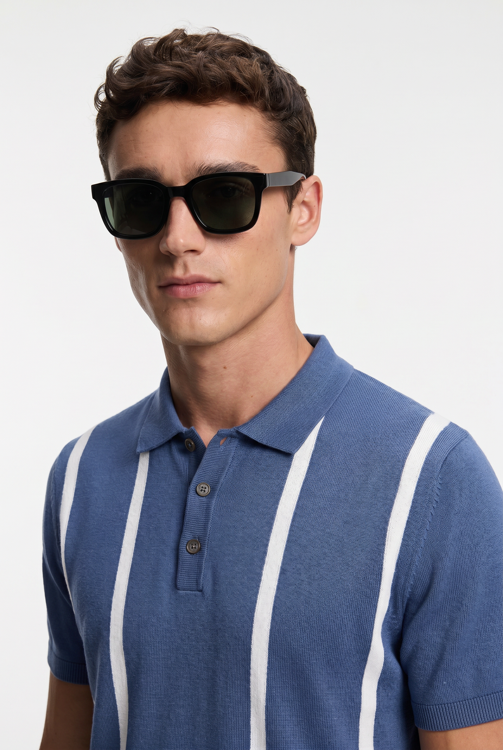 Men's Bold Stripe Knit Polo Shirt
