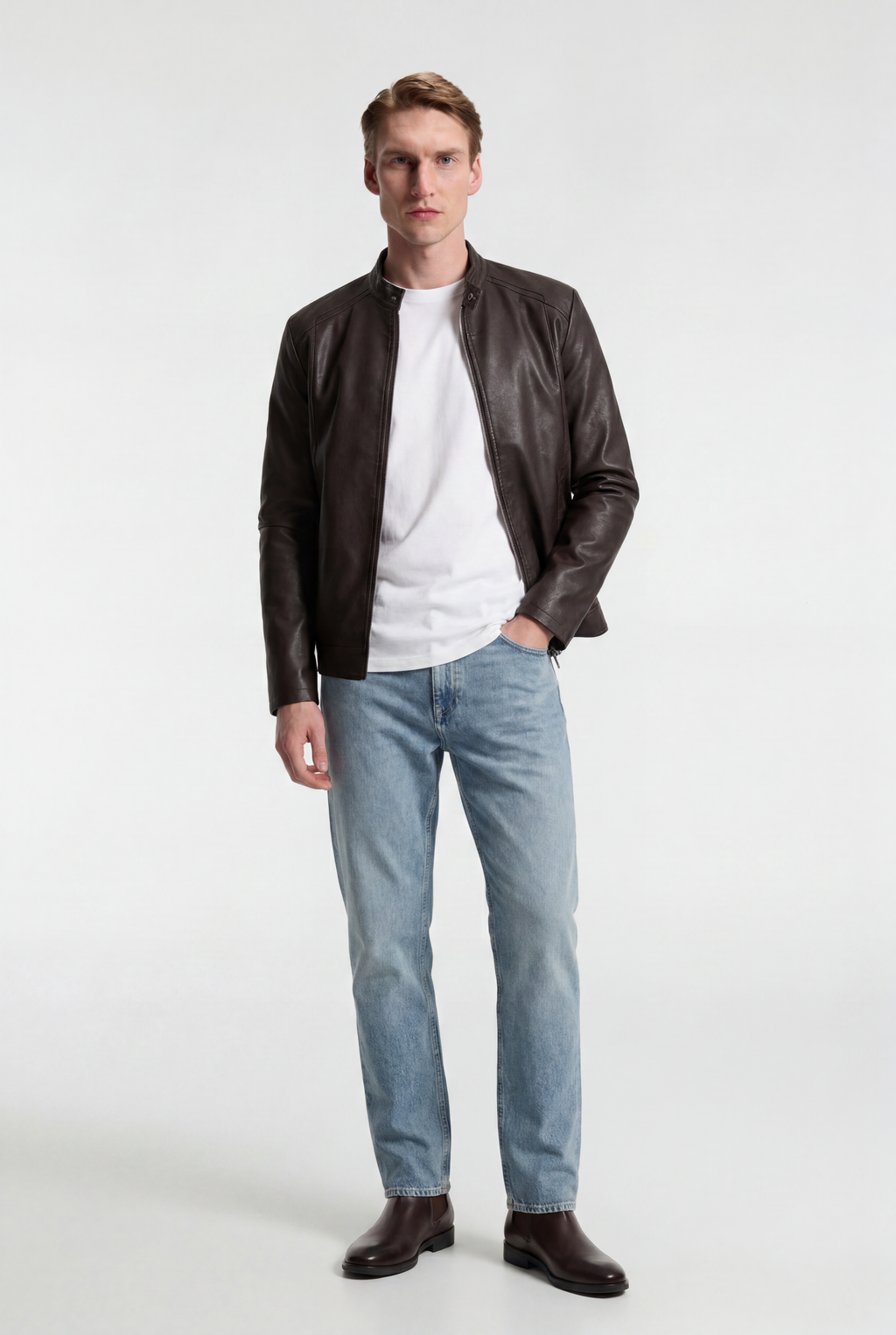Men's Faux Leather Biker Jacket