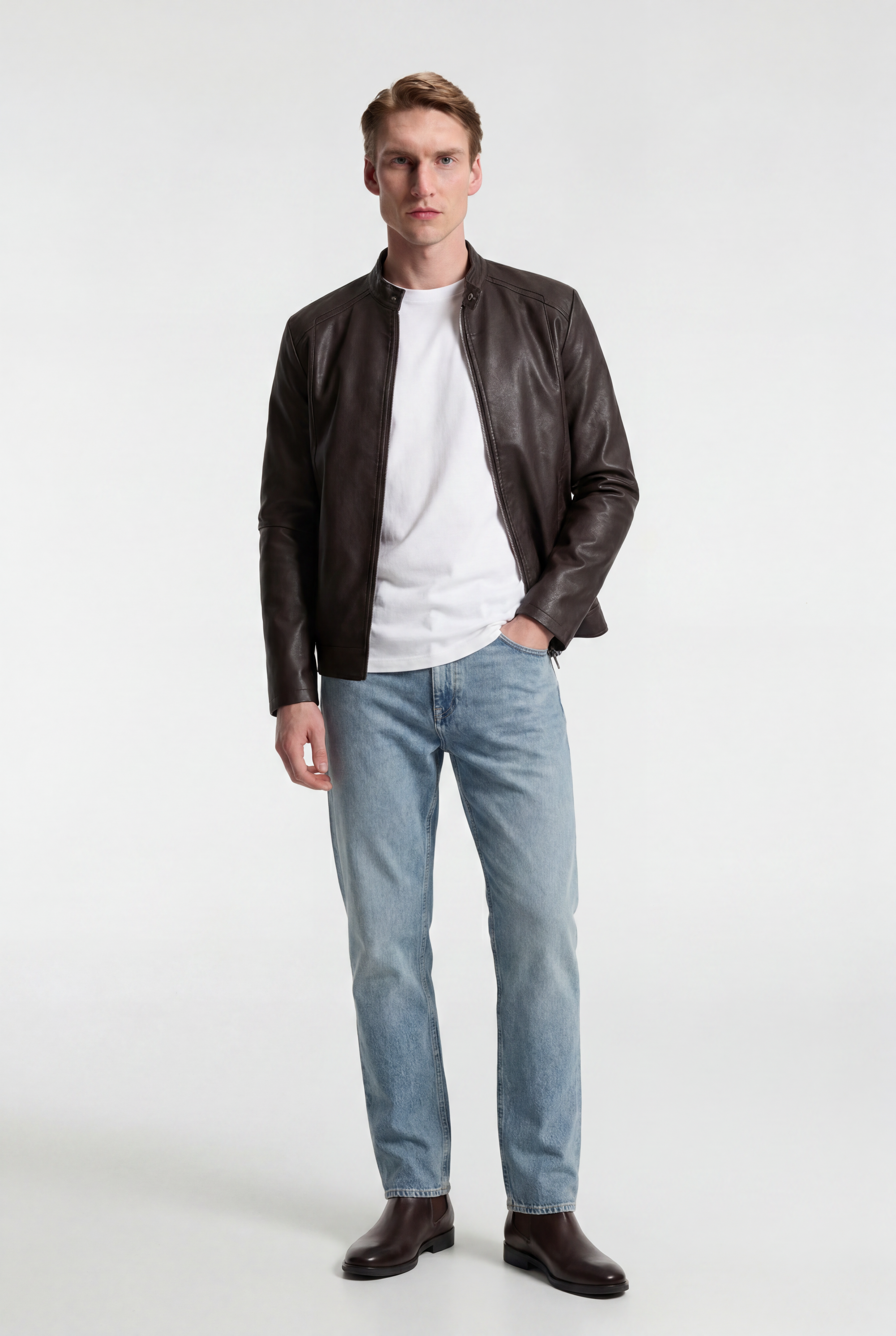Men's Faux Leather Biker Jacket