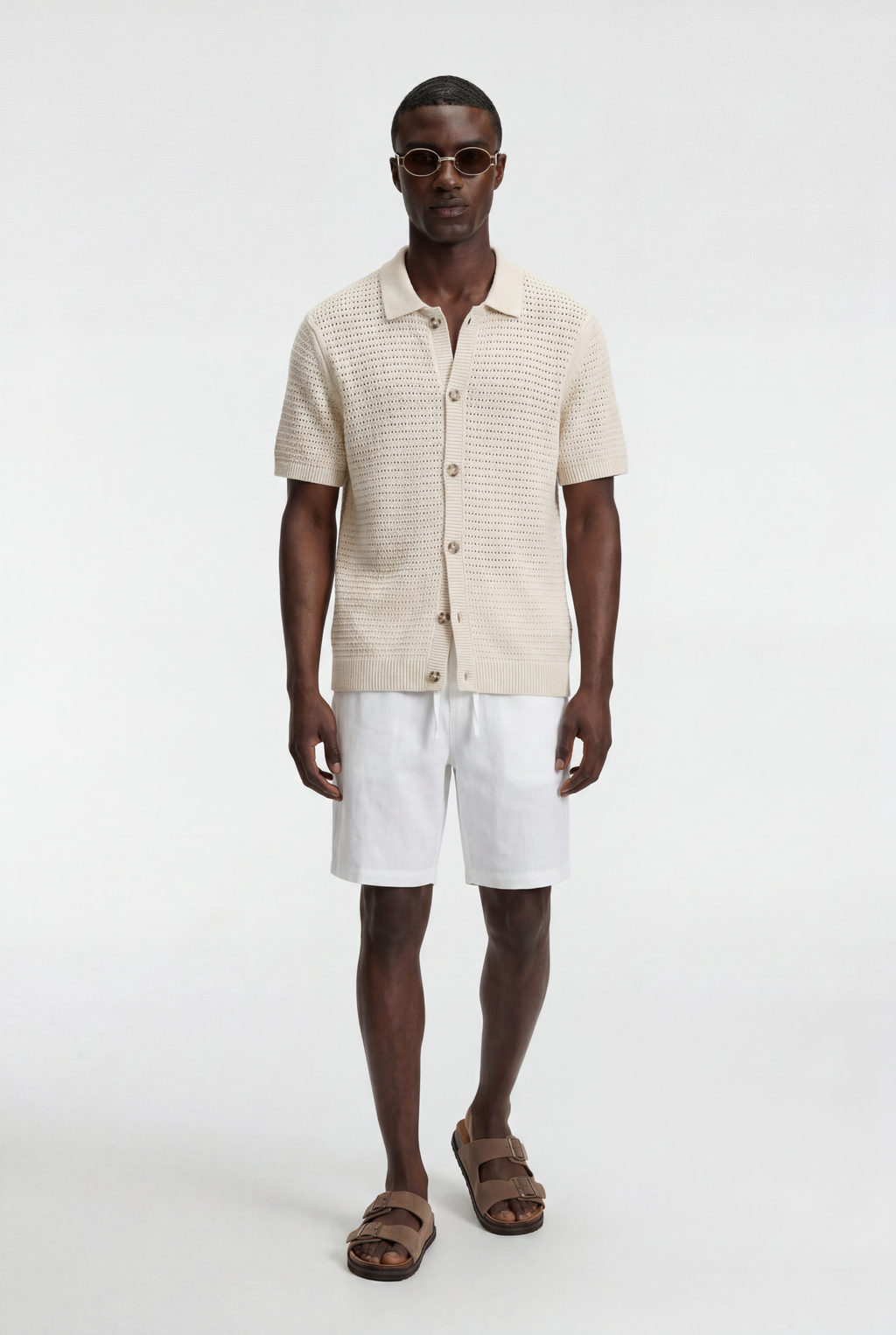 Men’s Linen Drawstring Shorts with Zip Fly