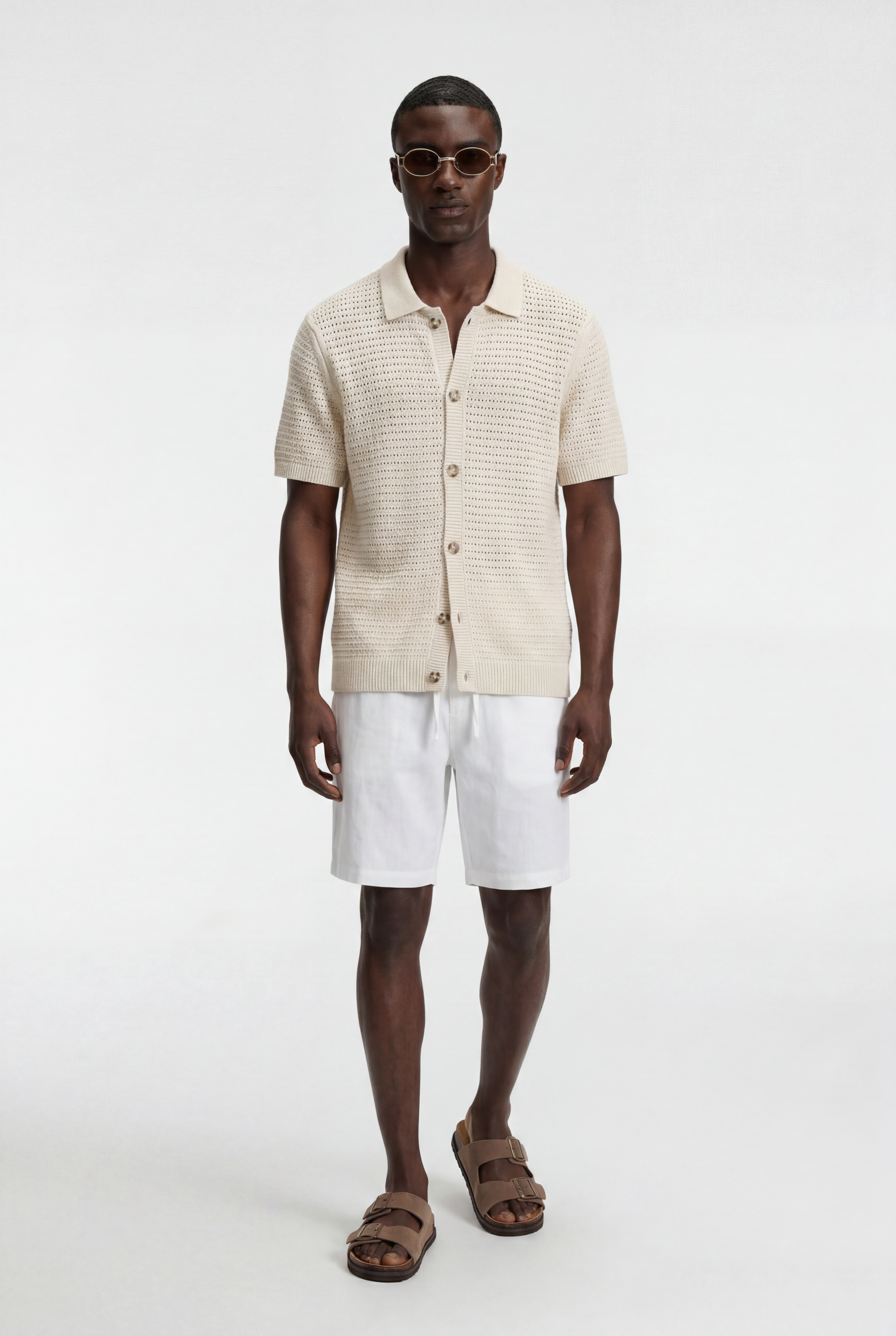 Men’s Linen Drawstring Shorts with Zip Fly