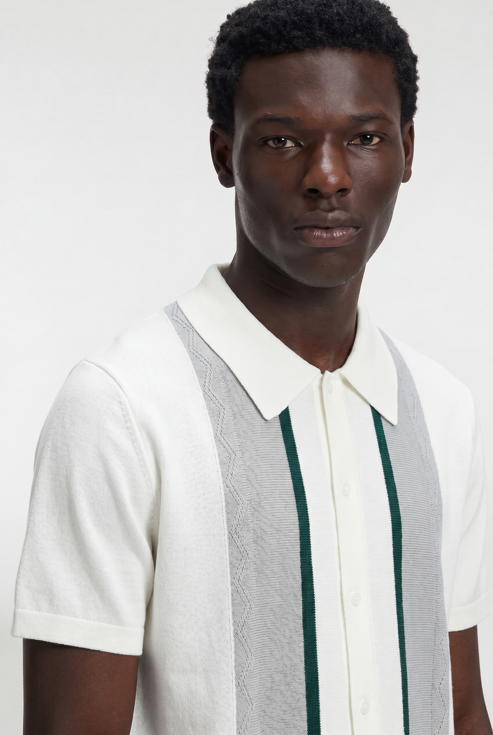 Men's Striped Knit Polo Shirt