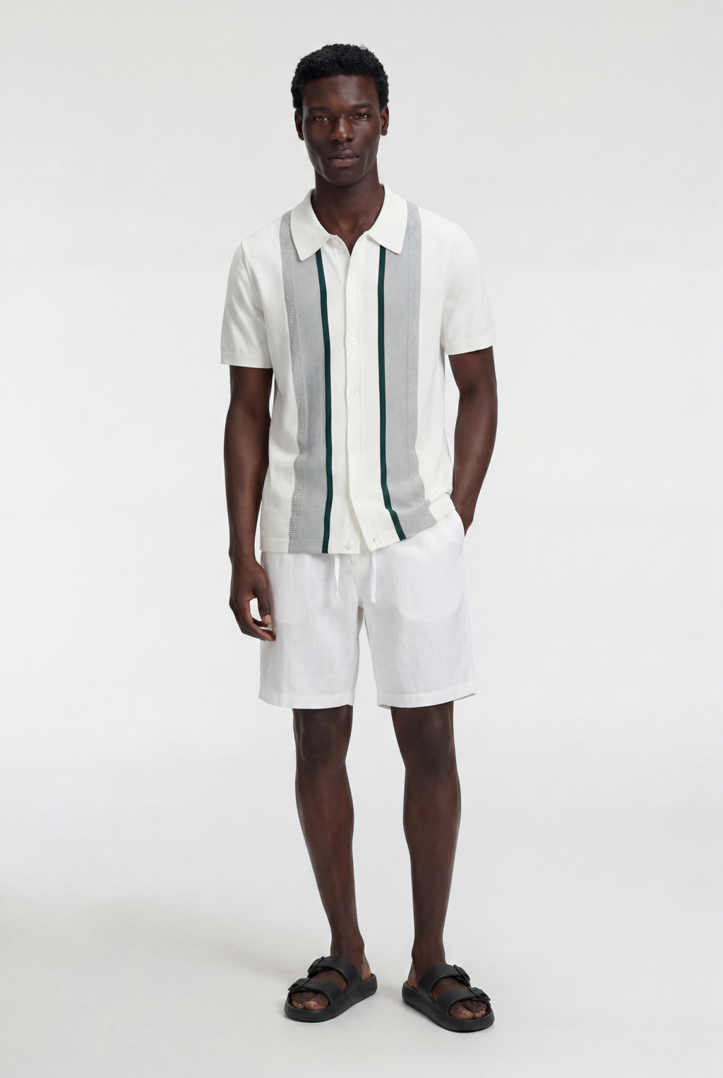 Men's Striped Knit Polo Shirt