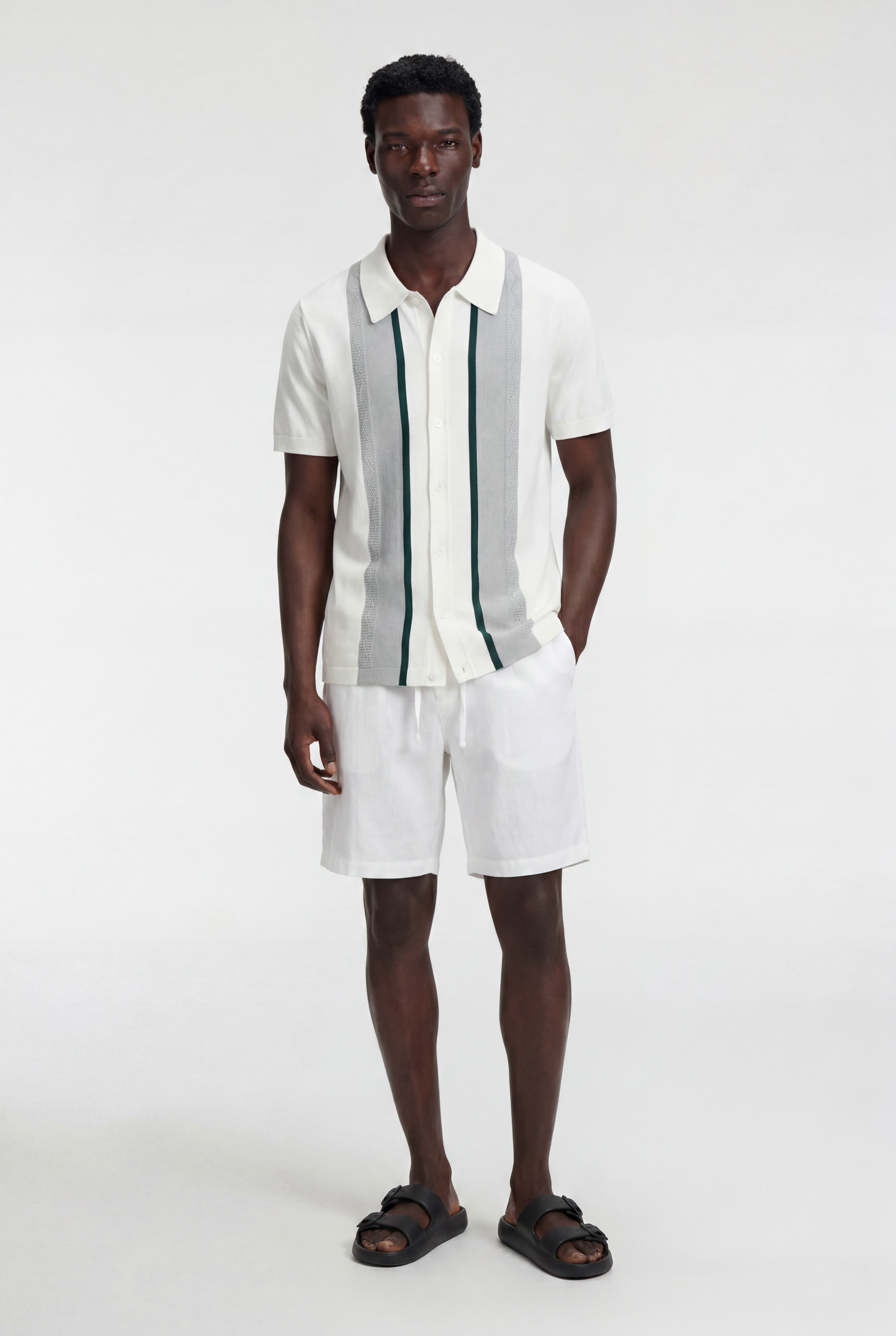 Men's Striped Knit Polo Shirt