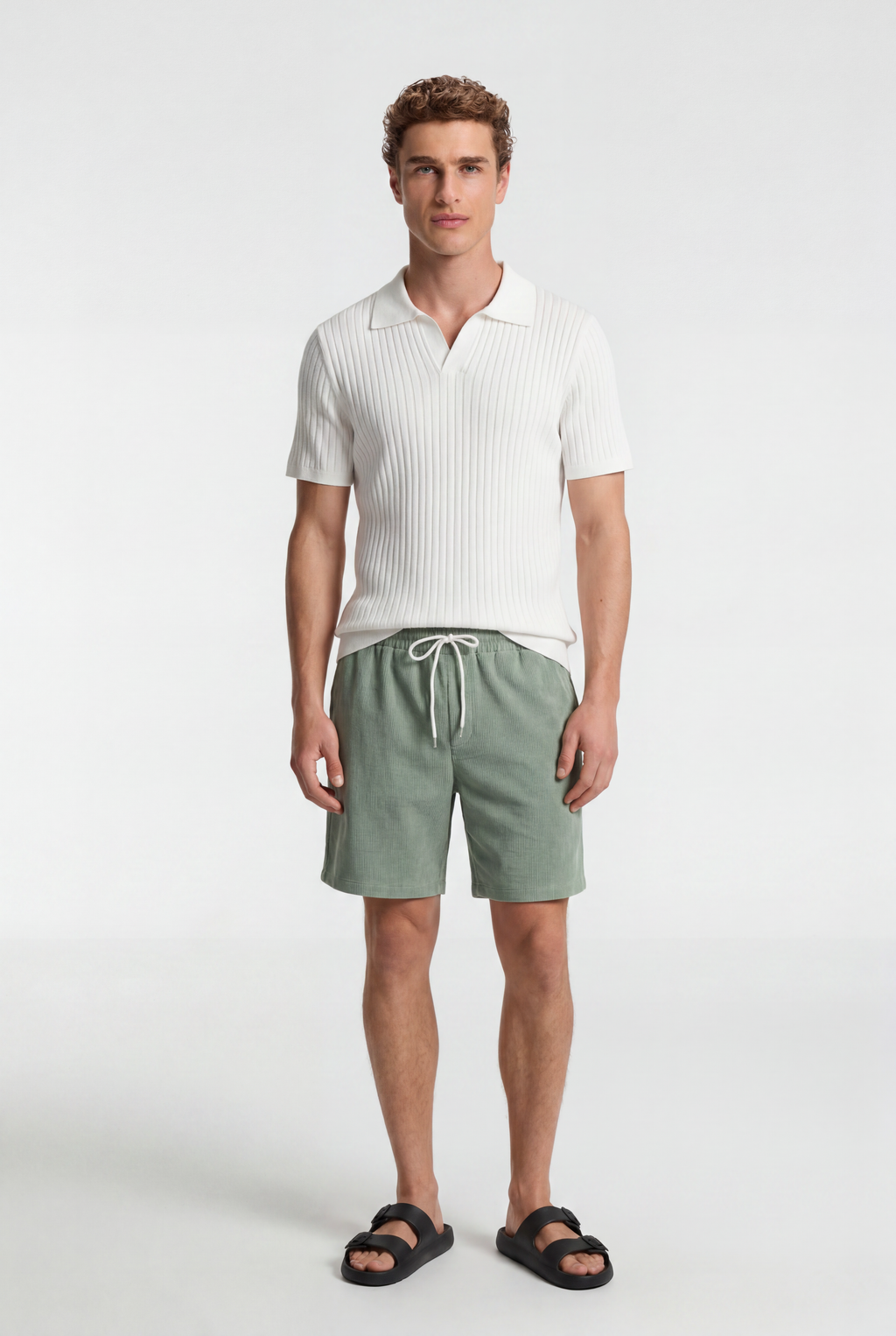 Men's Ribbed Drawstring Shorts