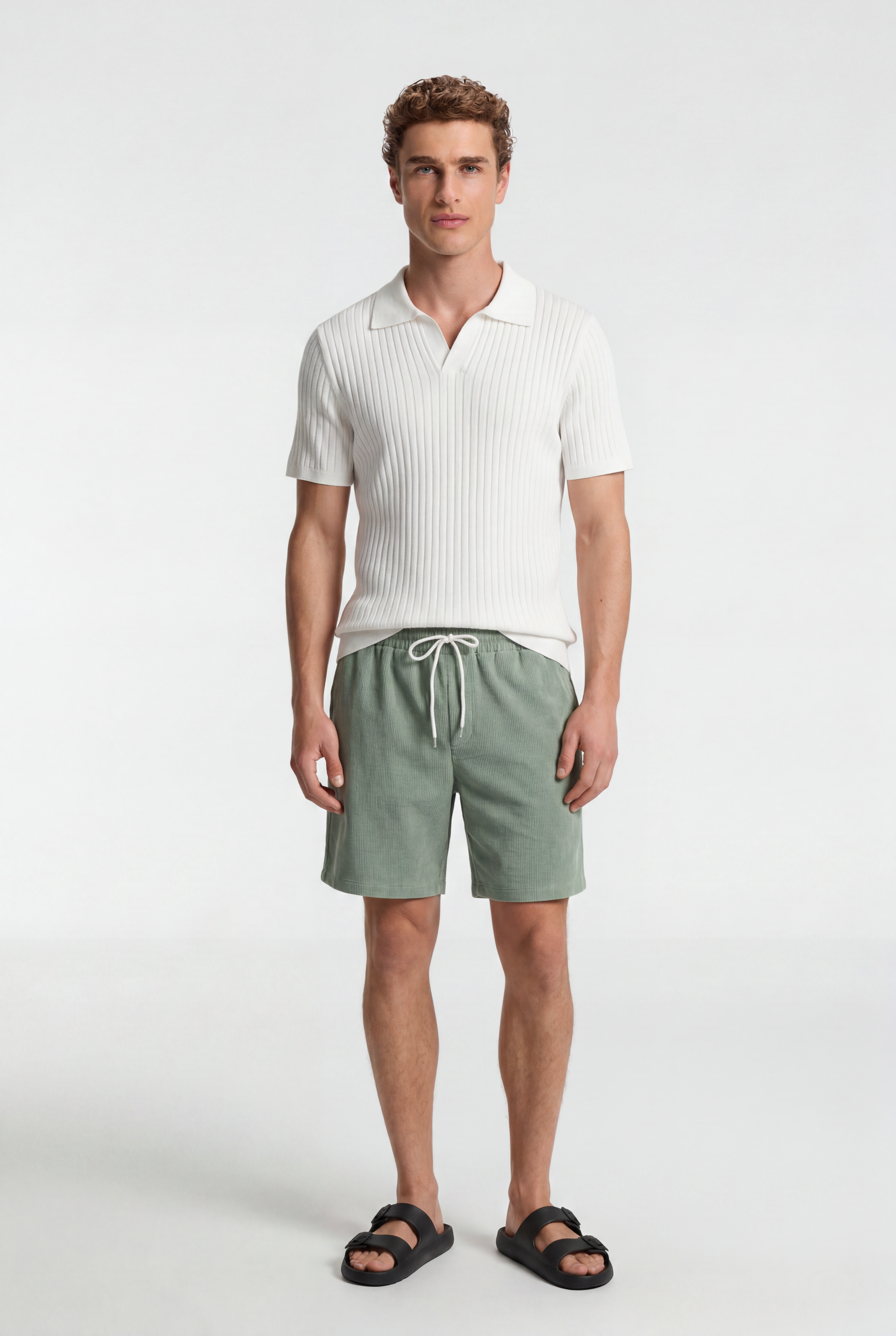 Men's Ribbed Drawstring Shorts