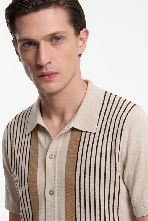 Men's Pinstripe Knit Polo Shirt