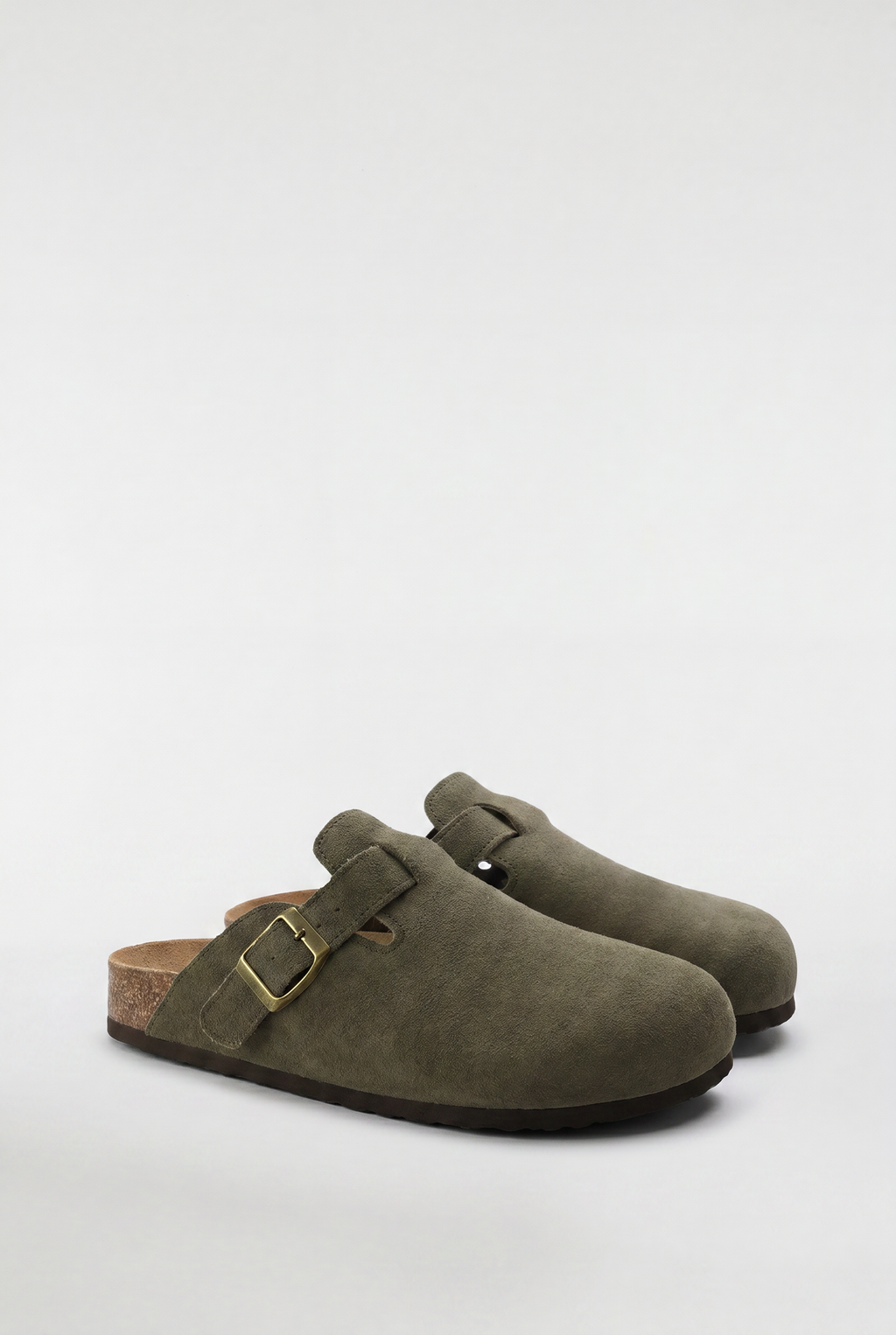 Men's Suede Buckle Clogs